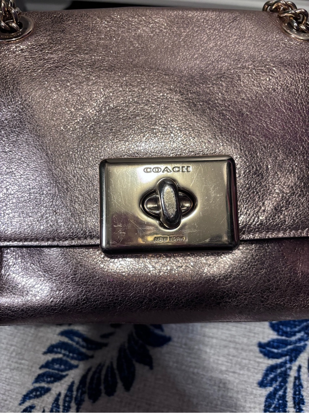 Coach Crinkle Metallic Leather Cassidy Crossbody Bag in Rose Gold - Picture 14 of 14